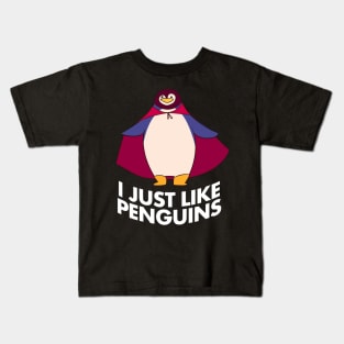 I just like Penguins Superhero Penguin Animal Lover Kids T-Shirt